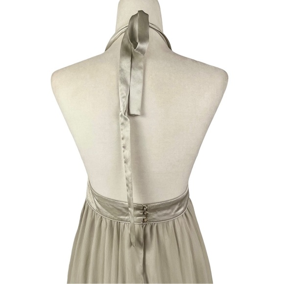 INGMA MELERO Silk Crepe Halter Lace Evening Maxi Gown - Picture 7 of 16